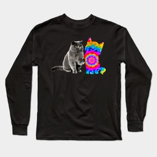 tie dye  pattern cat :different friends colorful Long Sleeve T-Shirt